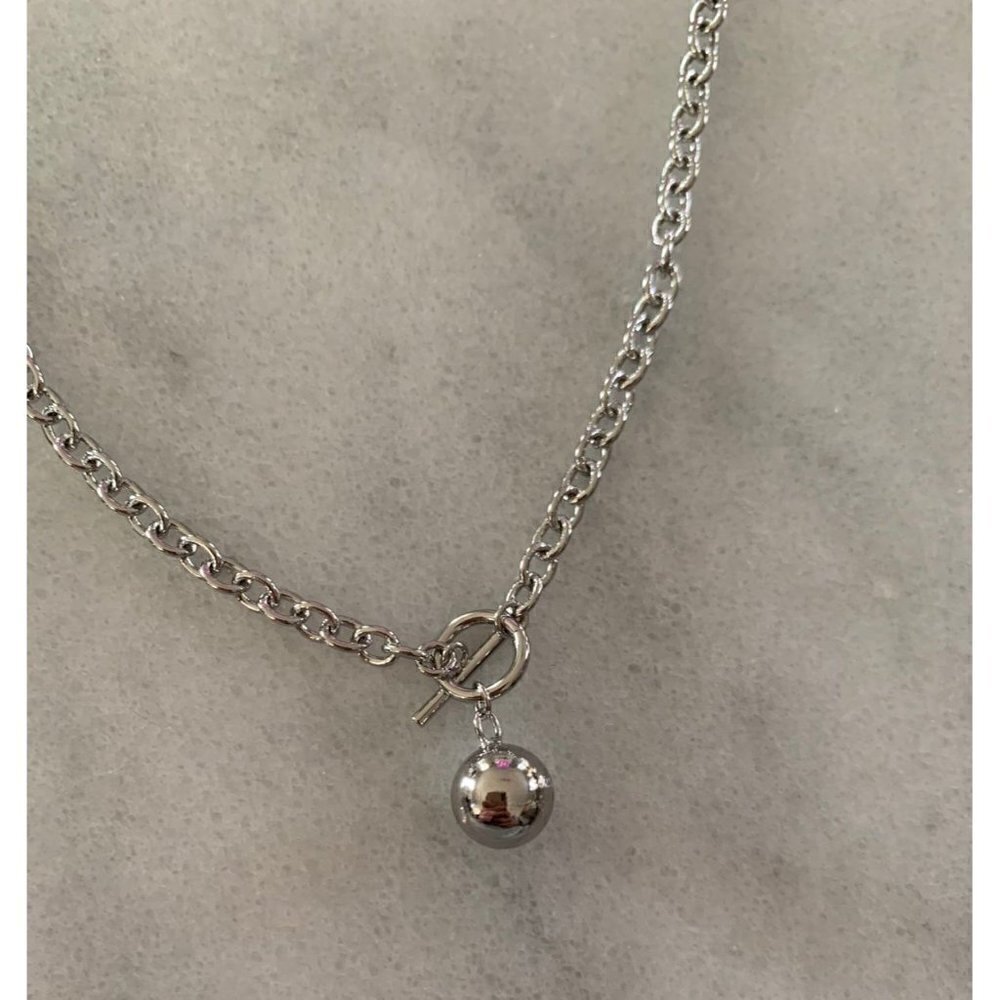 Sterling Silver Chain Bead Dangle Necklace Brand New - Picture 3 of 5